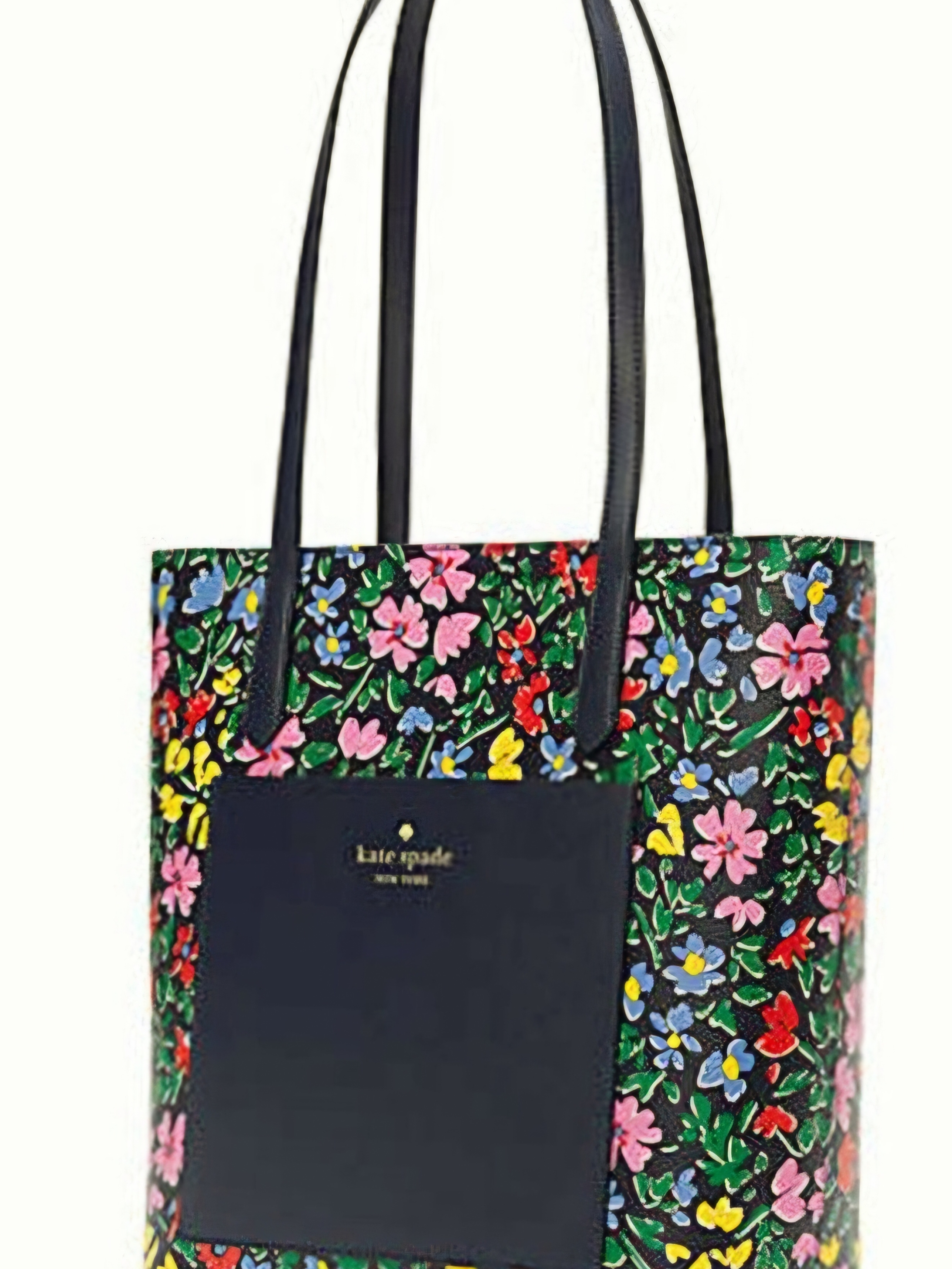 Kate Spade Shoreside Flora Navy Blue & Floral Leather Tote Bag + Dust Bag